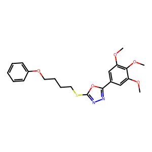 2-(4-Phenoxybutylsulfanyl)-5-(3,4,5-trimethoxyphenyl)-1,3,4-oxadiazole structure