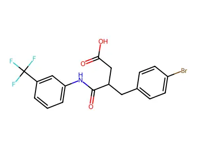 4-(4-bromophenyl)-3-{N-[3-(trifluoromethyl)phenyl]carbamoyl}butanoic acid structure