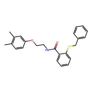 2-benzylsulfanyl-N-[2-(3,4-dimethylphenoxy)ethyl]benzamide structure