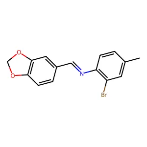 N-[(E)-1,3-benzodioxol-5-ylmethylidene]-2-bromo-4-methylaniline structure