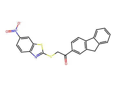 1-(9H-fluoren-2-yl)-2-[(6-nitro-1,3-benzothiazol-2-yl)sulfanyl]ethanone structure