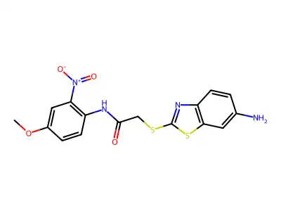 2-[(6-amino-1,3-benzothiazol-2-yl)sulfanyl]-N-(4-methoxy-2-nitrophenyl)acetamide structure