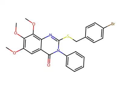 2-[(4-Bromophenyl)methylsulfanyl]-6,7,8-trimethoxy-3-phenylquinazolin-4-one structure