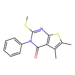5,6-Dimethyl-2-methylsulfanyl-3-phenylthieno[2,3-d]pyrimidin-4-one structure