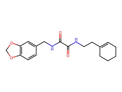 N'-(1,3-benzodioxol-5-ylmethyl)-N-[2-(cyclohexen-1-yl)ethyl]oxamide structure