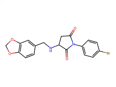 3-(1,3-Benzodioxol-5-ylmethylamino)-1-(4-bromophenyl)pyrrolidine-2,5-dione structure