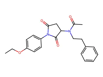 N-[1-(4-ethoxyphenyl)-2,5-dioxopyrrolidin-3-yl]-N-(2-phenylethyl)acetamide structure