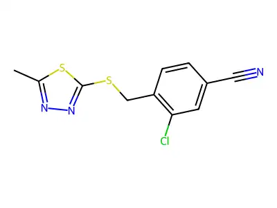 3-Chloro-4-{[(5-methyl-1,3,4-thiadiazol-2-YL)sulfanyl]methyl}benzonitrile structure