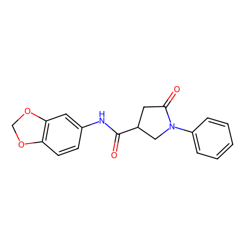 N-(1,3-benzodioxol-5-yl)-5-oxo-1-phenylpyrrolidine-3-carboxamide structure