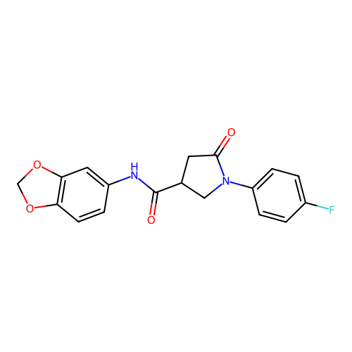 N-(1,3-benzodioxol-5-yl)-1-(4-fluorophenyl)-5-oxopyrrolidine-3-carboxamide structure