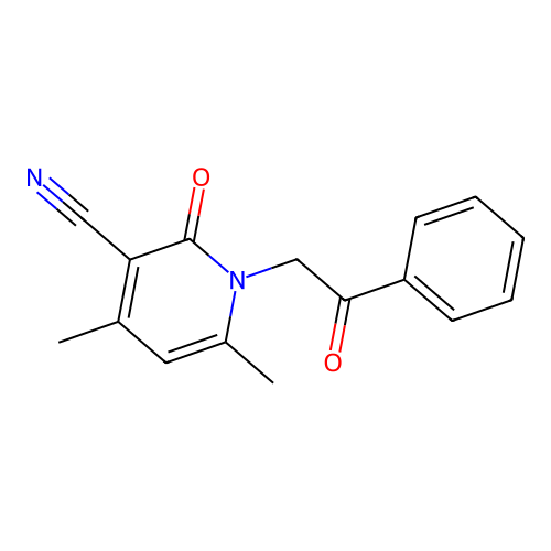 4,6-Dimethyl-2-oxo-1-(2-oxo-2-phenylethyl)-1,2-dihydropyridine-3-carbonitrile structure