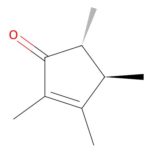 Rel-(4R,5R)-2,3,4,5-tetramethylcyclopent-2-en-1-one structure