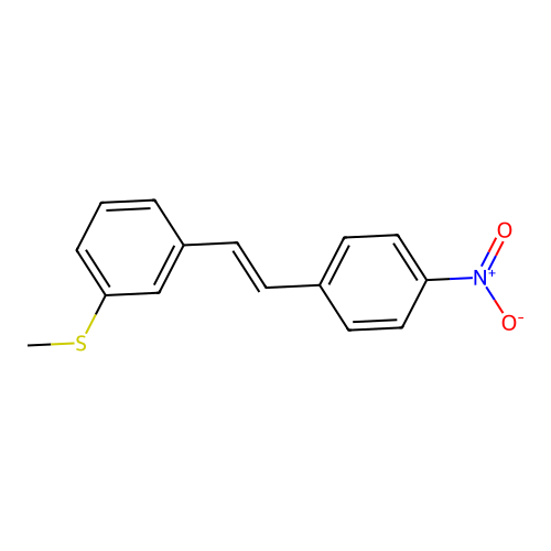 1-methylsulfanyl-3-[(E)-2-(4-nitrophenyl)ethenyl]benzene structure