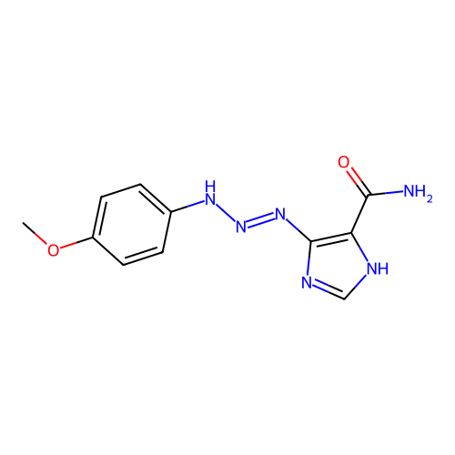 4-[(4-methoxyanilino)diazenyl]-1H-imidazole-5-carboxamide structure