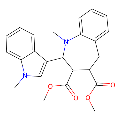 1H-1-Benzazepine-3,4-dicarboxylic acid, 2,3,4,5-tetrahydro-1-methyl-2-(1-methyl-1H-indol-3-yl)-, dimethyl ester structure