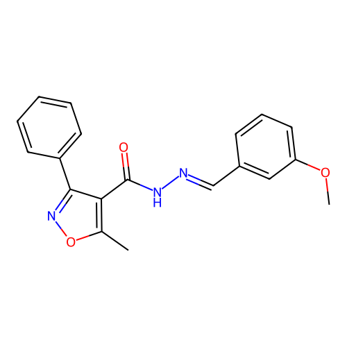N'-(3-methoxybenzylidene)-5-methyl-3-phenyl-4-isoxazolecarbohydrazide structure