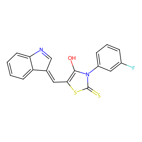 3-(3-Fluorophenyl)-4-hydroxy-5-(indol-3-ylidenemethyl)-1,3-thiazole-2-thione structure