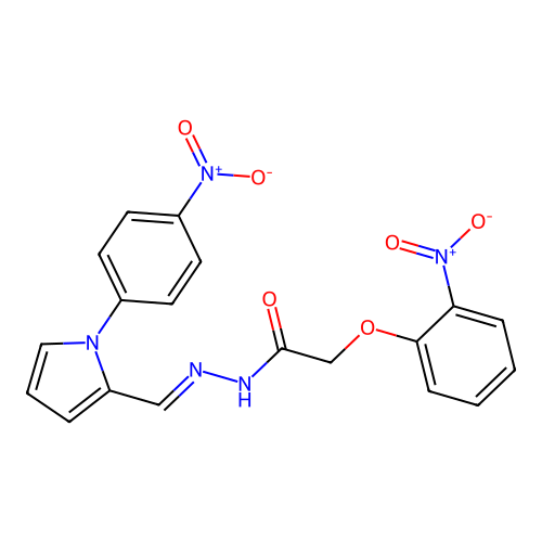 (E)-2-(2-nitrophenoxy)-N'-((1-(4-nitrophenyl)-1H-pyrrol-2-yl)methylene)acetohydrazide structure