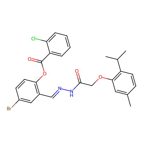4-BR-2-(2-((2-Isopropyl-5-methylphenoxy)AC)carbohydrazonoyl)PH 2-chlorobenzoate structure