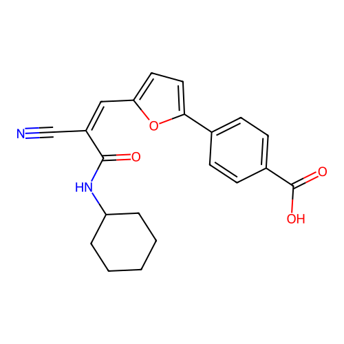4-[5-[2-cyano-2-(cyclohexylcarbamoyl)ethenyl]-2-furyl]benzoic Acid structure