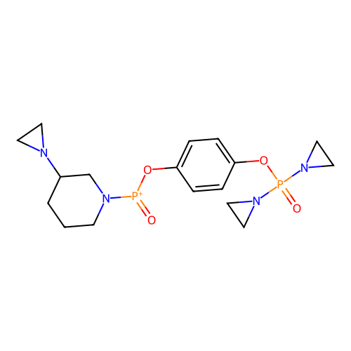 (1-Aziridinyl)piperidinophosphinic acid p-((bis(1-aziridinyl)phosphinyl)oxy)phenyl ester structure