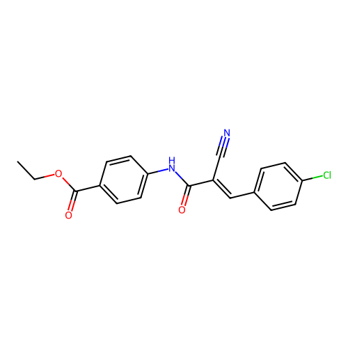 Ethyl 4-[3-(4-chlorophenyl)-2-cyanoprop-2-enamido]benzoate structure