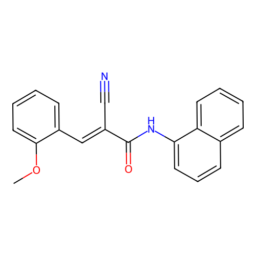 (2E)-2-cyano-3-(2-methoxyphenyl)-N-1-naphthylacrylamide structure