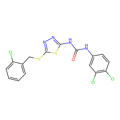 1-(5-((2-chlorobenzyl)thio)-1,3,4-thiadiazol-2-yl)-3-(3,4-dichlorophenyl)urea structure