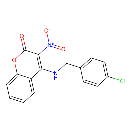 4-[(4-chlorobenzyl)amino]-3-nitro-2H-chromen-2-one structure