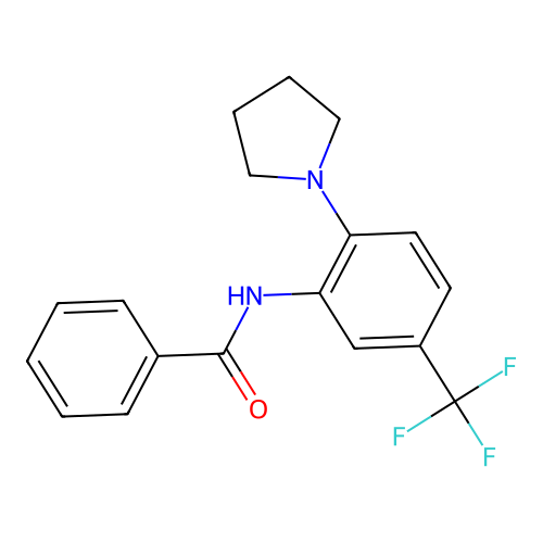 N-[2-(pyrrolidin-1-yl)-5-(trifluoromethyl)phenyl]benzamide structure