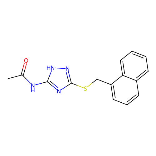 N-[3-(naphthalen-1-ylmethylsulfanyl)-1H-1,2,4-triazol-5-yl]acetamide structure