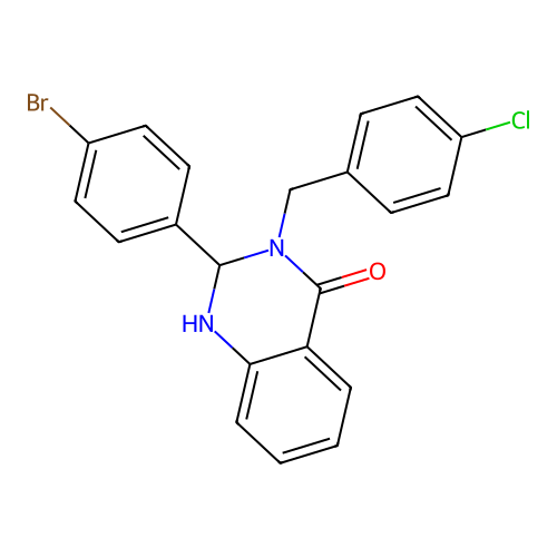 2-(4-bromophenyl)-3-(4-chlorobenzyl)-2,3-dihydroquinazolin-4(1H)-one structure
