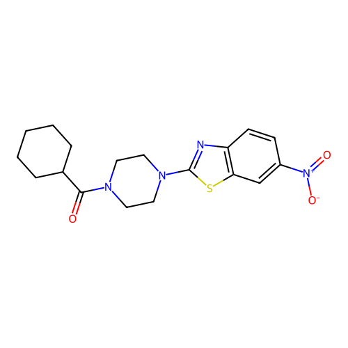 Cyclohexyl(4-(6-nitrobenzo[d]thiazol-2-yl)piperazin-1-yl)methanone structure