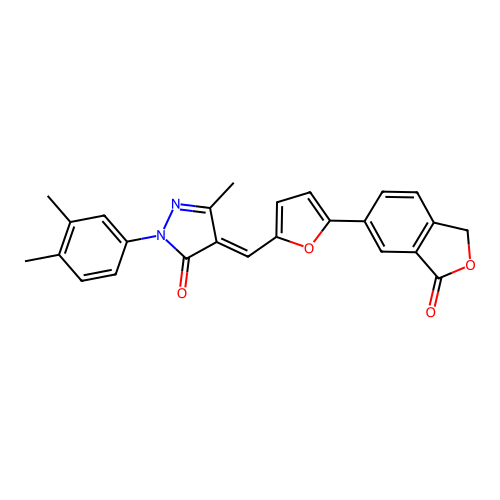 (4E)-2-(3,4-dimethylphenyl)-5-methyl-4-[[5-(3-oxo-1H-2-benzofuran-5-yl)furan-2-yl]methylidene]pyrazol-3-one structure