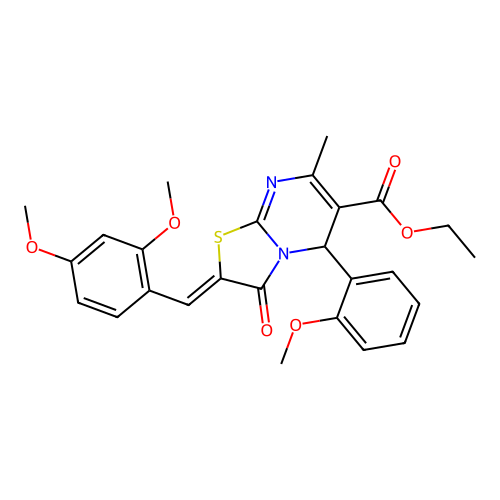 ethyl (2Z)-2-(2,4-dimethoxybenzylidene)-5-(2-methoxyphenyl)-7-methyl-3-oxo-2,3-dihydro-5H-[1,3]thiazolo[3,2-a]pyrimidine-6-carboxylate structure