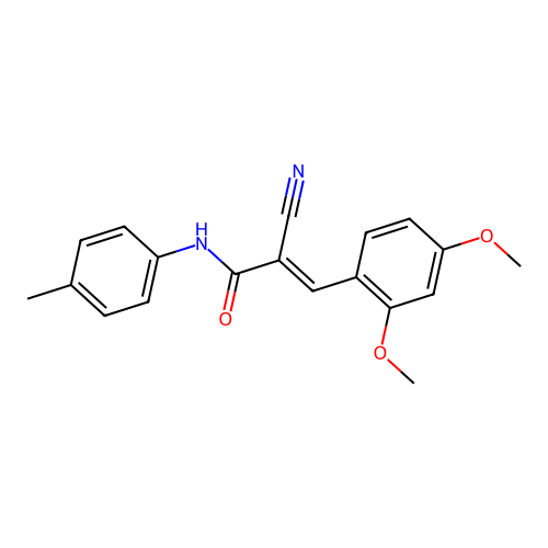 (2E)-2-cyano-3-(2,4-dimethoxyphenyl)-N-(4-methylphenyl)acrylamide structure