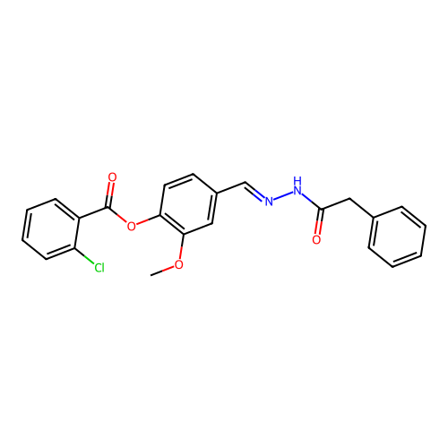 2-Methoxy-4-(2-(phenylacetyl)carbohydrazonoyl)phenyl 2-chlorobenzoate structure