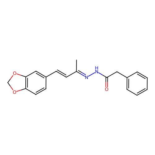 N'-[(2E,3E)-4-(1,3-benzodioxol-5-yl)but-3-en-2-ylidene]-2-phenylacetohydrazide structure