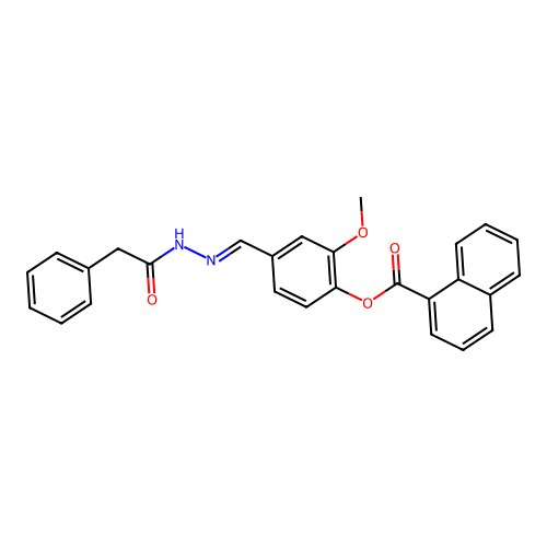 (E)-2-methoxy-4-((2-(2-phenylacetyl)hydrazono)methyl)phenyl 1-naphthoate structure
