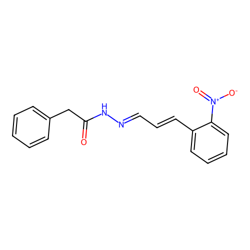 N-[(E)-[(E)-3-(2-nitrophenyl)prop-2-enylidene]amino]-2-phenylacetamide structure