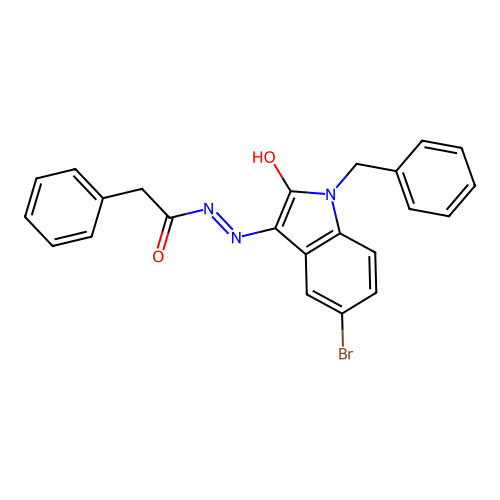 (E)-N'-(1-benzyl-5-bromo-2-oxoindolin-3-ylidene)-2-phenylacetohydrazide structure