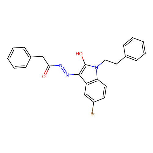 (E)-N'-(5-bromo-2-oxo-1-phenethylindolin-3-ylidene)-2-phenylacetohydrazide structure