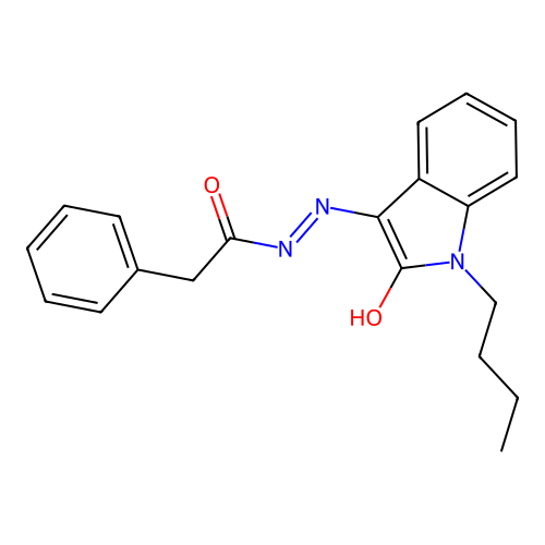 (E)-N'-(1-butyl-2-oxoindolin-3-ylidene)-2-phenylacetohydrazide structure