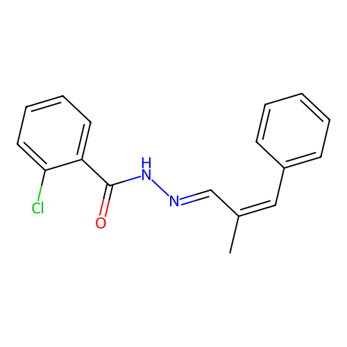 2-chloro-N-[(2-methyl-3-phenylprop-2-enylidene)amino]benzamide structure