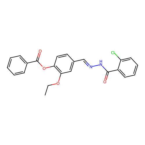 [4-[[(2-Chlorobenzoyl)hydrazinylidene]methyl]-2-ethoxyphenyl] benzoate structure