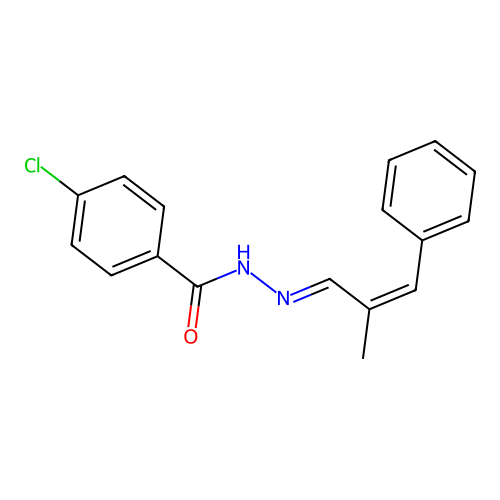 4-chloro-N-[(2-methyl-3-phenylprop-2-enylidene)amino]benzamide structure