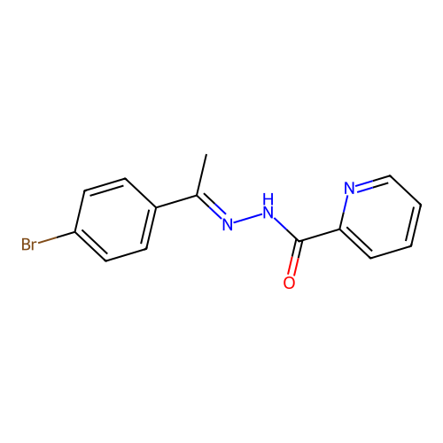 N'-[(1E)-1-(4-bromophenyl)ethylidene]pyridine-2-carbohydrazide structure