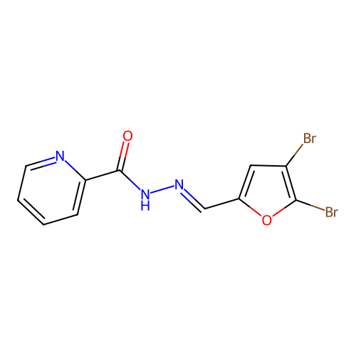 N'-[(E)-(4,5-dibromofuran-2-yl)methylidene]pyridine-2-carbohydrazide structure