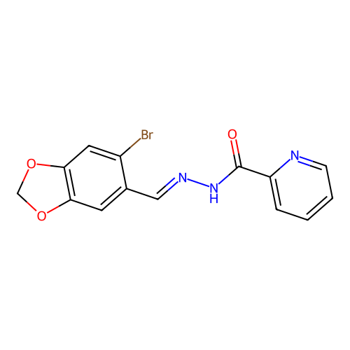 N-[(E)-(6-bromo-1,3-benzodioxol-5-yl)methylideneamino]pyridine-2-carboxamide structure