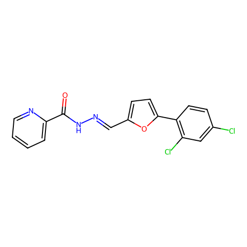 N'-{(E)-[5-(2,4-dichlorophenyl)furan-2-yl]methylidene}pyridine-2-carbohydrazide structure
